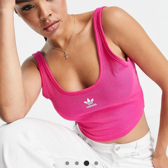 adidas Originals / essentials crop top with logo / pink magenta / small - Picture 3 of 9